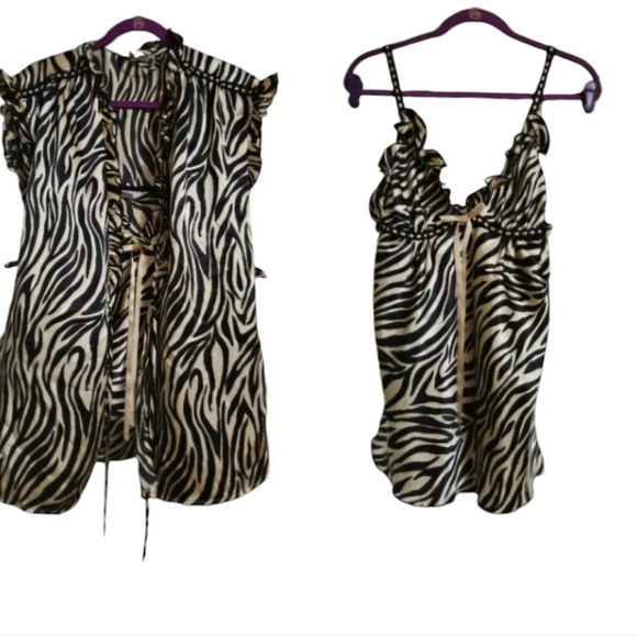 Seductive Wear by Cinema Exoile Zebra print camisole and top lingerie set.Size M - Picture 1 of 16